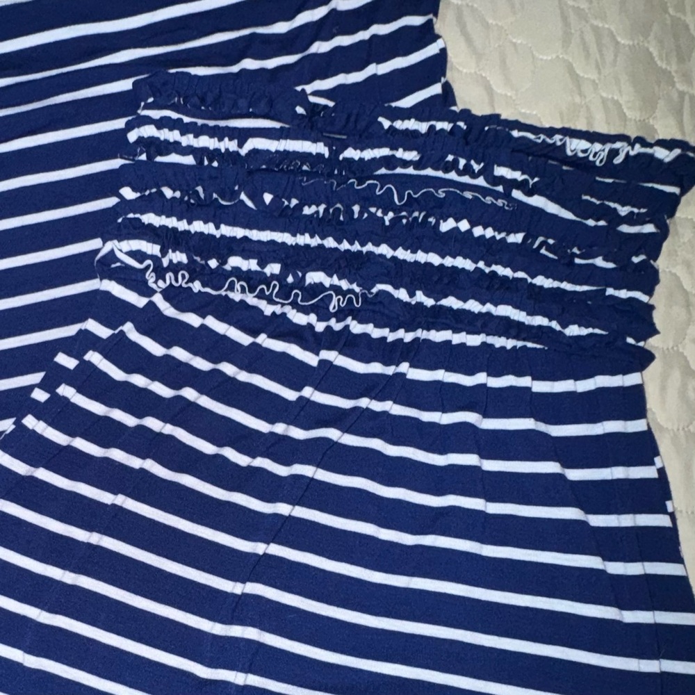 Xhilaration Blue and White Striped, Strapless Sundress